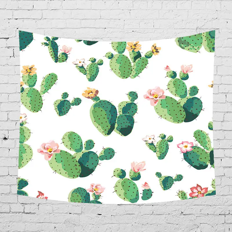 

Nodic Cactus Green Plant Print Tapestry Wall Hanging Bohemian Yoga Mat Hippie Beach Mat Beach Towel Tablecloth Home Decor