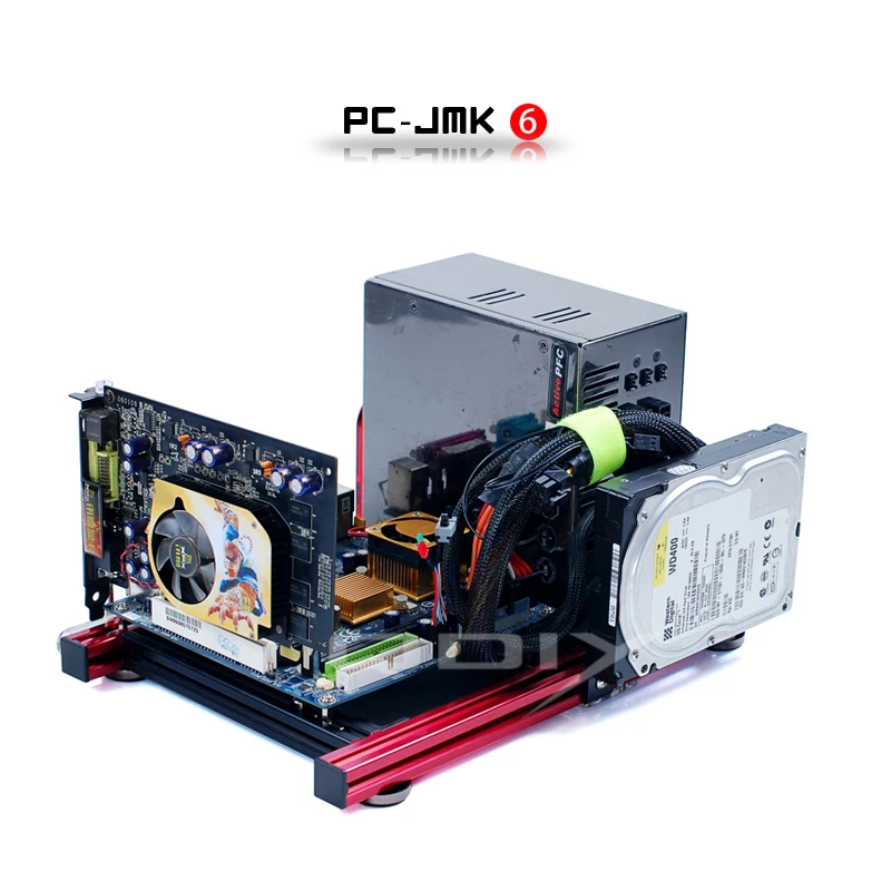 QDIY PC-JMK6 Mini ITX Wide Open Nude Bare Frame Aluminum Chassis ...