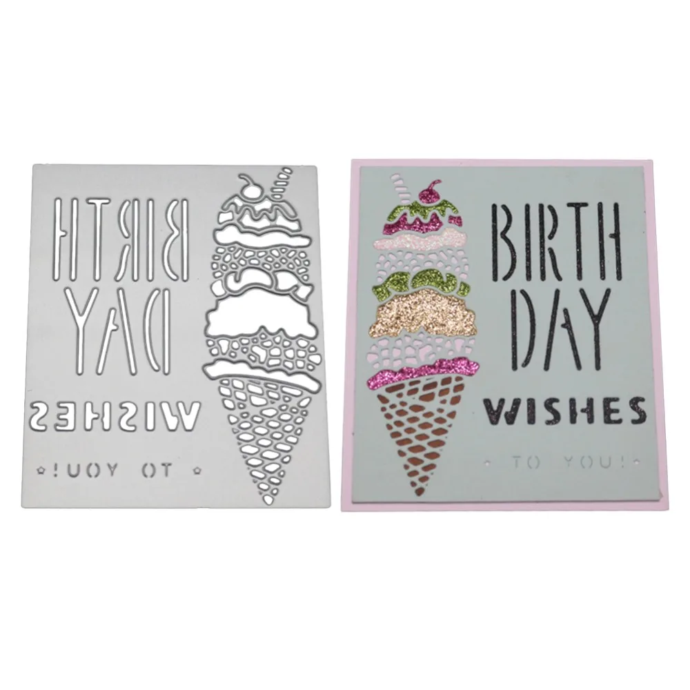 

2019 Cute Ice Cream Cutting Dies Metal Cutting Stamps Stencils For Card Making Decorative Embossing Suit Paper Cards DIY Craft