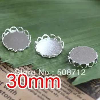 

Free shipping!!! silver plated Cabochon Frame Settings 30mm,pendant blank,pendant base,pendant settings,Cameo Cab settings
