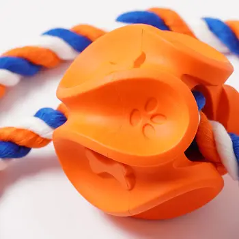 

Economical Dog Chewing Toy Rubber Bite-resistant Ball Throw Fetch Interaction Ball with Rope for Training ds99