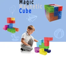 Игрушка Магнитный куб строительных блоков, 3D плитка магнита, кисточки, набор из 7 шт головоломки Скорость кубик 3х3х3, с 54 шт. руководство карты разведки