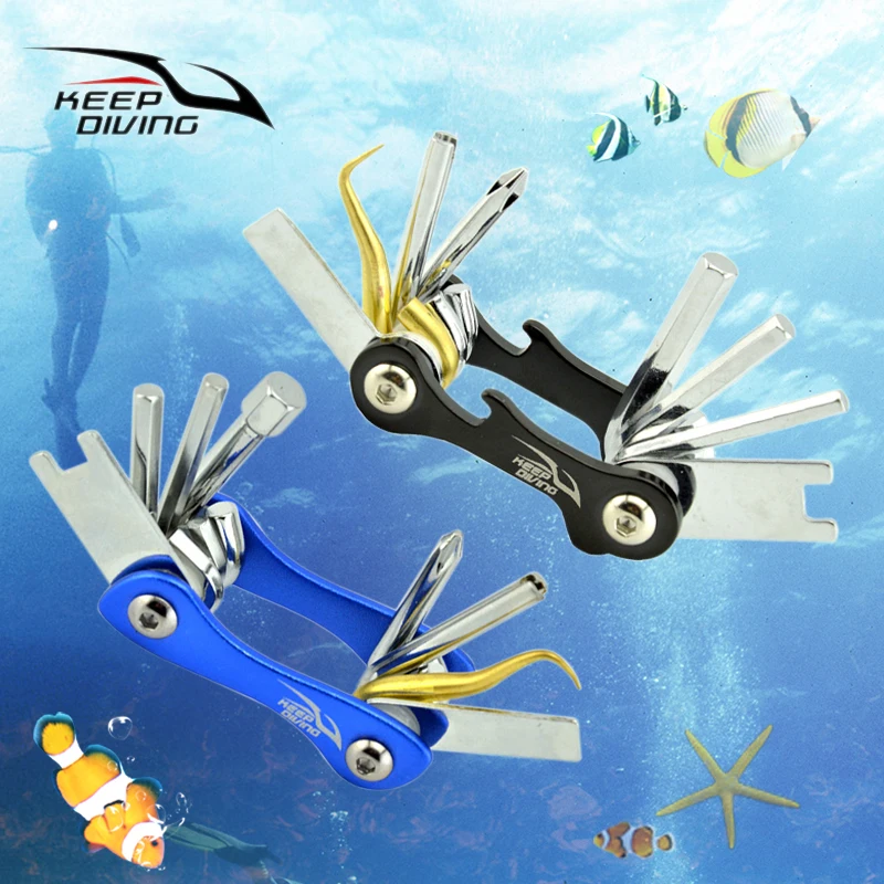 

Multi-functional 8 in 1 Stainless Steel Diving Kit All in One Scuba Diving Tool Underwater Sports Screwdriver