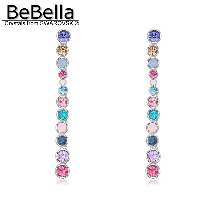 

BeBella trendy Multicolor crystal line drop earrings dangler fashion jewelry for women girls birthday Valentine's Day gift 2019