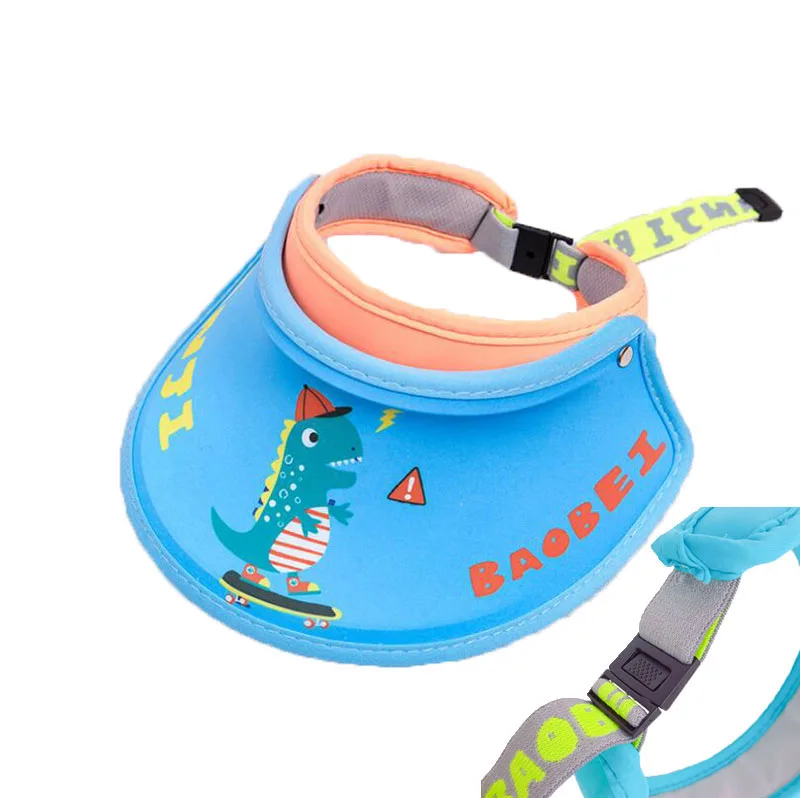 

Empty Top Visor Hat Child Summer 2019 Uv Sun Protective Beach Cap Kids Cartoon Animal Print Adjustable Boys Girls Big Brim Cap