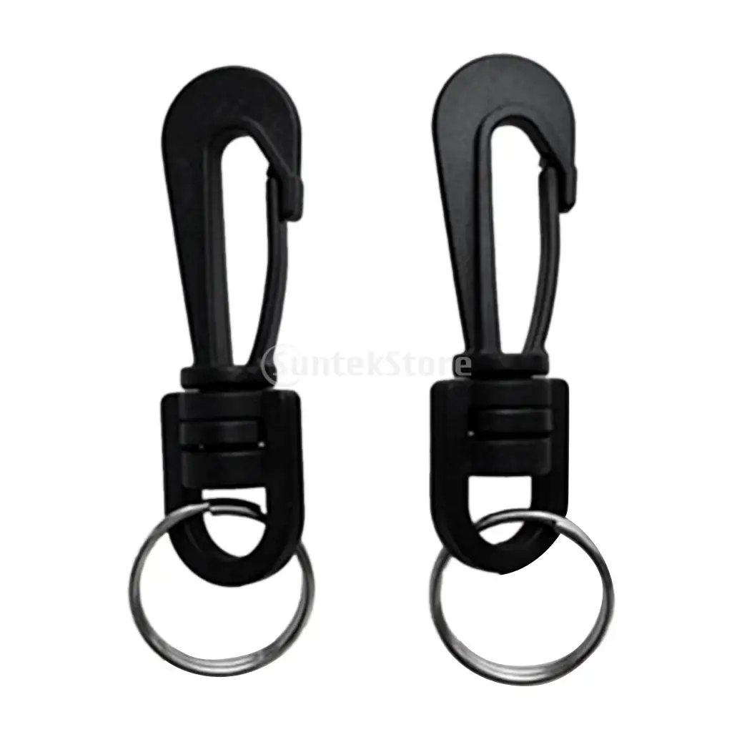 2 Pcs Durable Plastic Swivel Clips Snap Hook With Split Key Rings Scuba Diving Camping Backpack Keychain Buckle Accessories