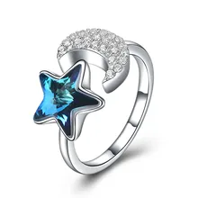 

Ladies Rings Wedding Rings For Women Trendy Blue Star And White Moon Shaped anillos mujer Invisible Settings anillos mujer