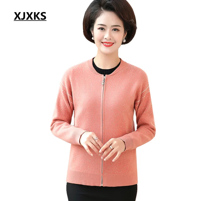 

XJXKS 2019 spring new women's interface loose plus size fashion polka dot pattern comfortable casual women's cardigan coat