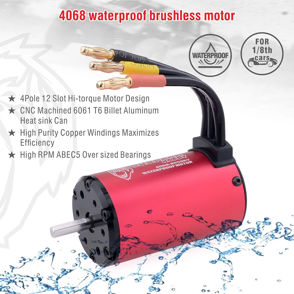 Водонепроницаемый комбо 4068 2050KV бесщеточный двигатель w/150A ESC для 1/8 RC гоночный автомобиль#3