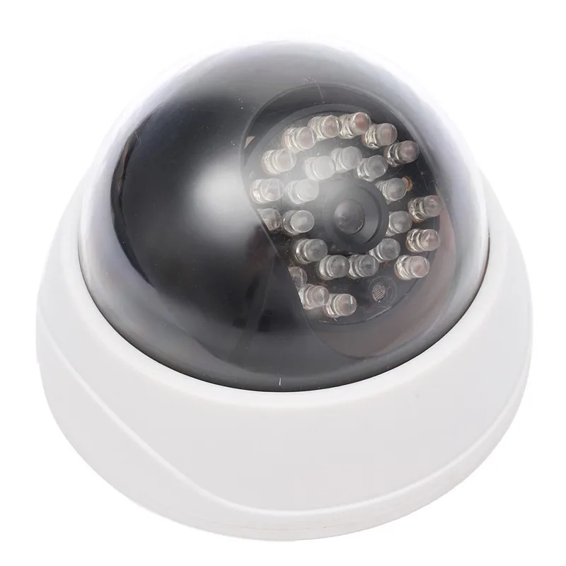 Hot Sale ABS LED Simulation Fake Dummy Dome Camera Home Safely Security Surveillance Cameras White Hot