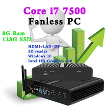 Мини-ПК без вентилятора системы компьютера bluetooth Дополнительно Core i7 7500 Windows 10 Linux Intel HD Graphics 620 8 г оперативной памяти 128 г SSD DHL Бесплатная