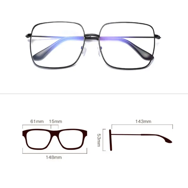 Fashion Men Women Retro Metal Square Frame Optical Glasses Spectacles Anti-blue Light Eyewear