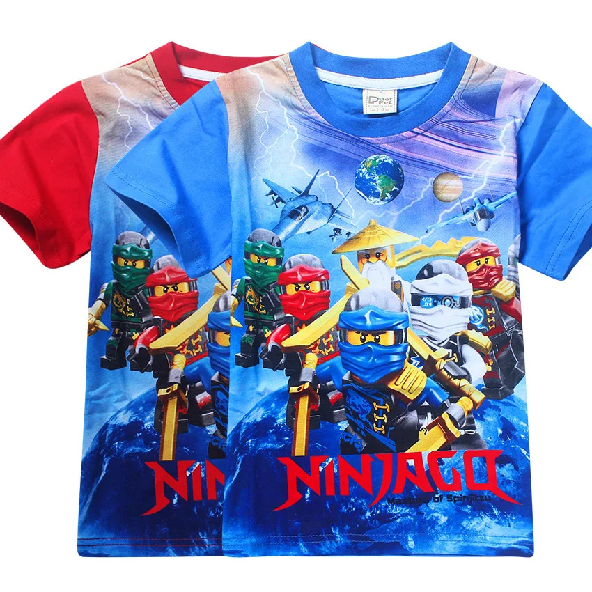 Летние детские футболки из чистого хлопка Legoe Ninjago одежда с героями мультфильмов