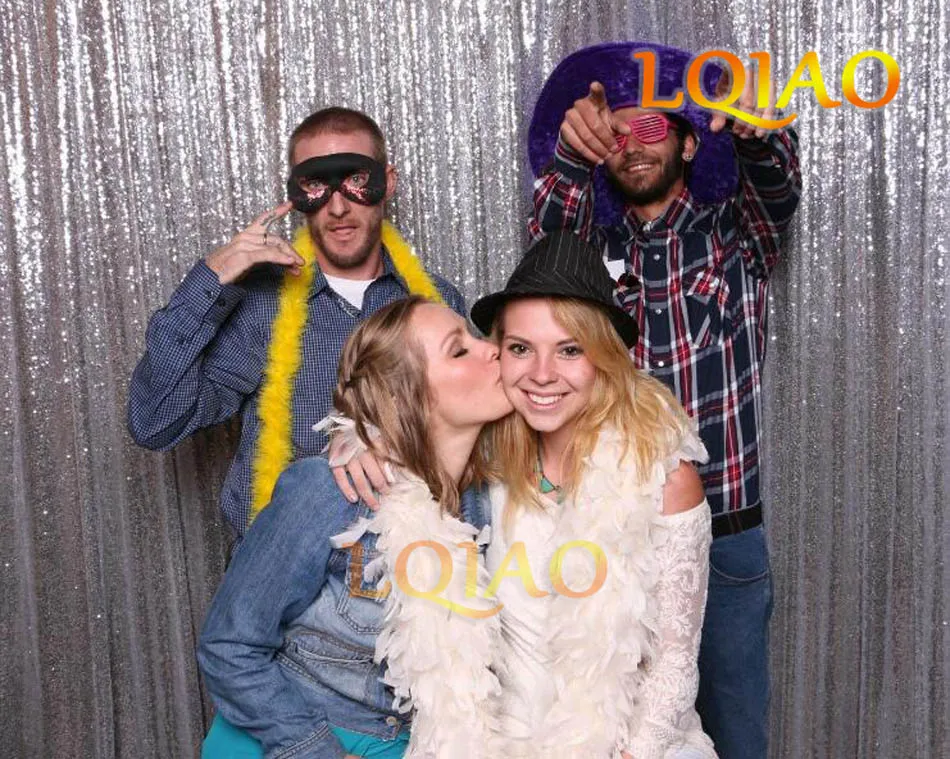 

LQIAO 20ft x 10ft Silver Shimmer Sequin Photo Backdrop Silver Sequin Curtain Backdrop for Wedding Party Backdrop Decor-y