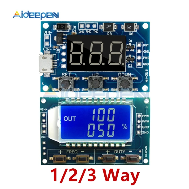 1/2/3 Way генератор сигналов PWM частота импульсов рабочий цикл регулируемый модуль ЖК-дисплей Дисплей 1Hz-150Khz 3,3 V/5 V-30 V PWM плата Модуль гибкий кабель