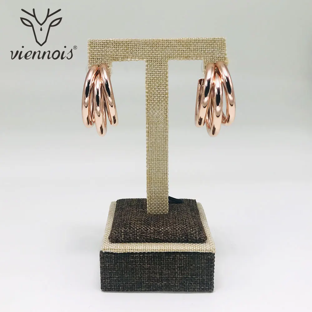Viennois Mix / Rose Gold / Gold Color Stud Earrings For Women Metal Geomertic Earrings Female Wedding Party Jewelry 2018