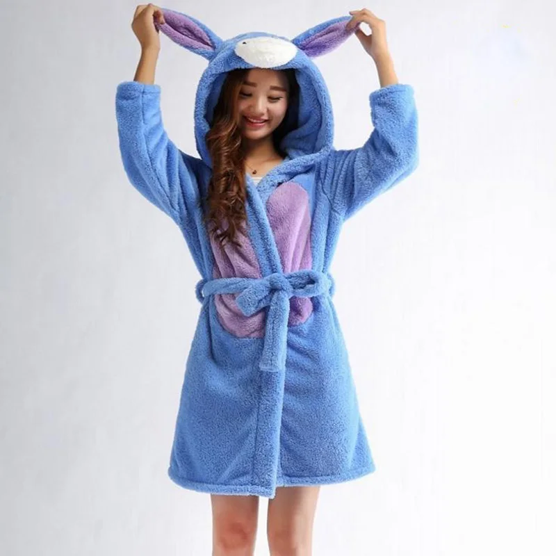 Hotsale Winter Cute Couple Donkey Warm Adult Bathrobe