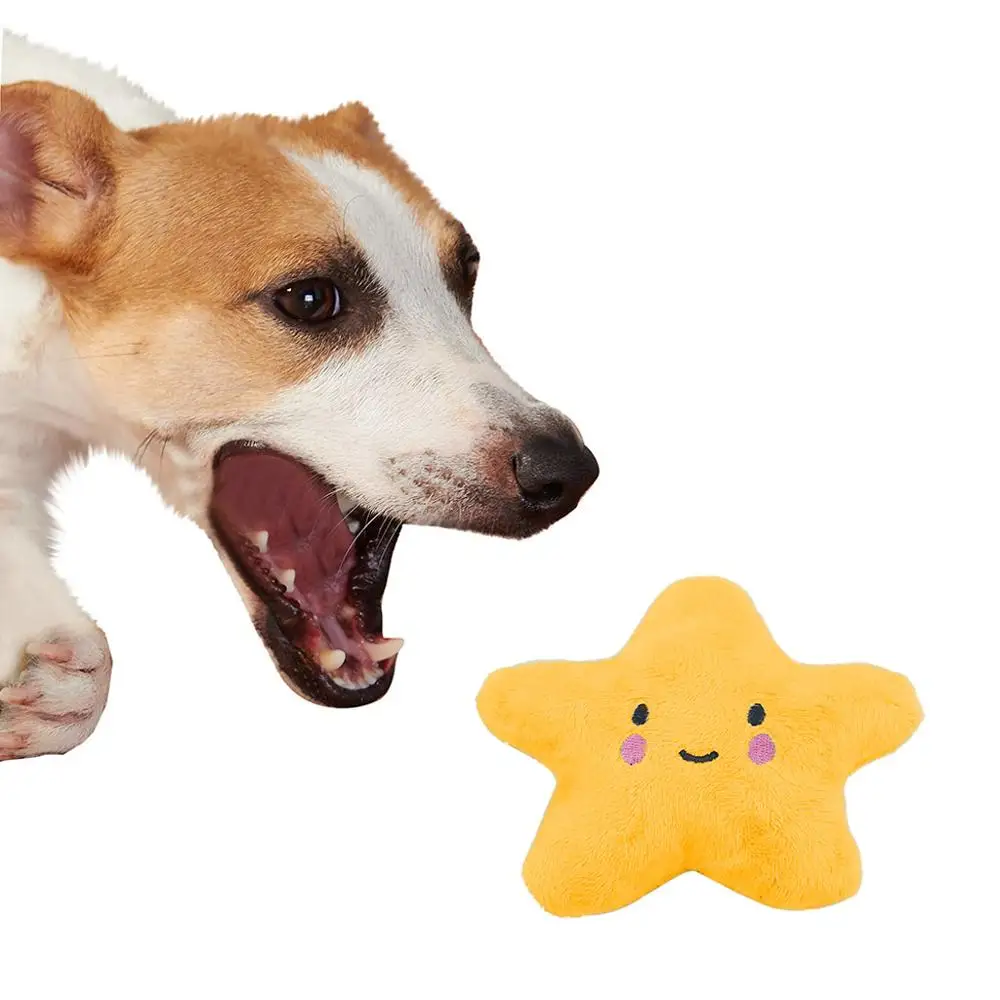 10.5CM new interactive pet cartoon star shape puzzle vocal BB loud sound toy plush cloth dog catnip simulation chew toy FD