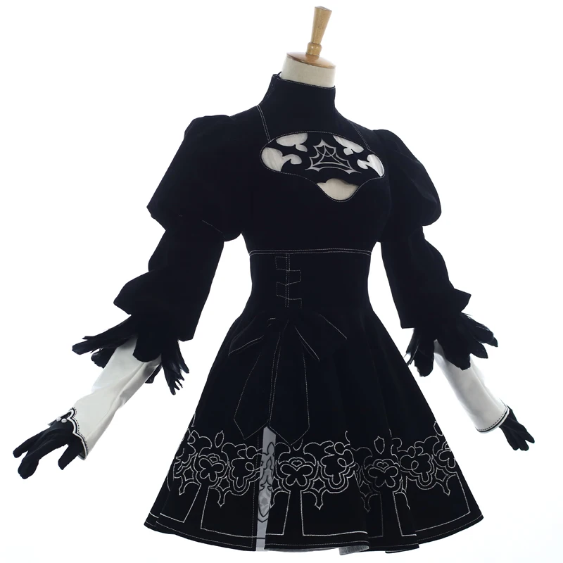 New NieR:Automata 2b Dresses Black Cosplay Costume S-XL In Stock Free Shipping