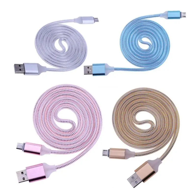

1m/3.28ft LED Luminous Visible Smart Flow Light Micro USB Charging Cable Spring Cord Wire Line (without data function) Promotion