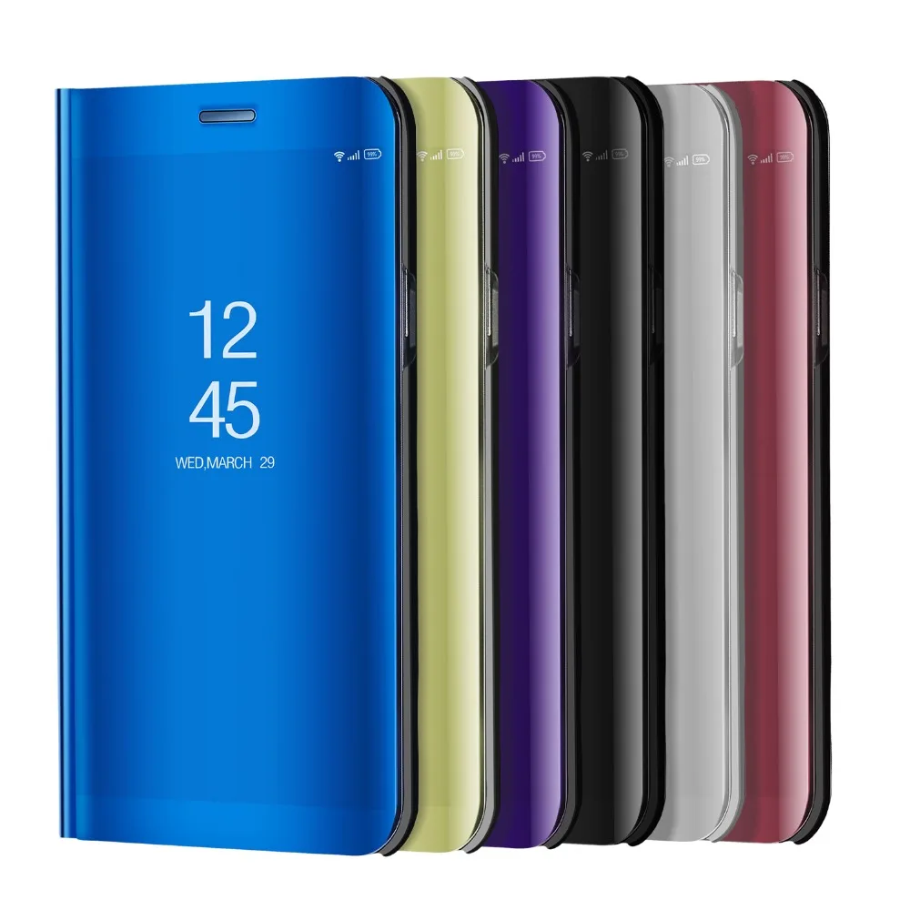 

For Xiaomi Redmi Note 5 Pro F1 Mirror Clear View Cover Electroplating Flip Case For Redmi 5 6 Note 4x MI8 Smart Flip Leather