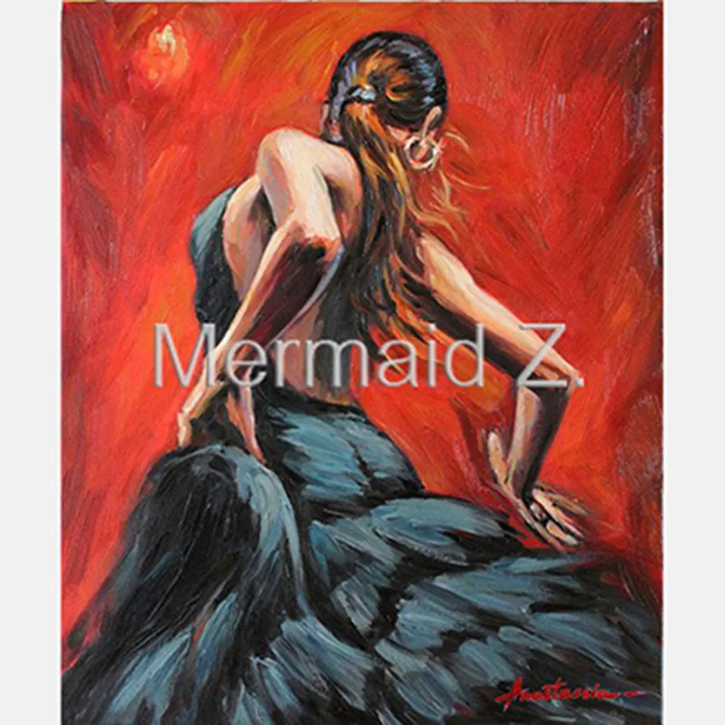 

Hand Painted High Quality Abstract Beautiful Spanish Girl Back Living Room Artwork Oil Painting Canvas Wall Decoration Fine Art