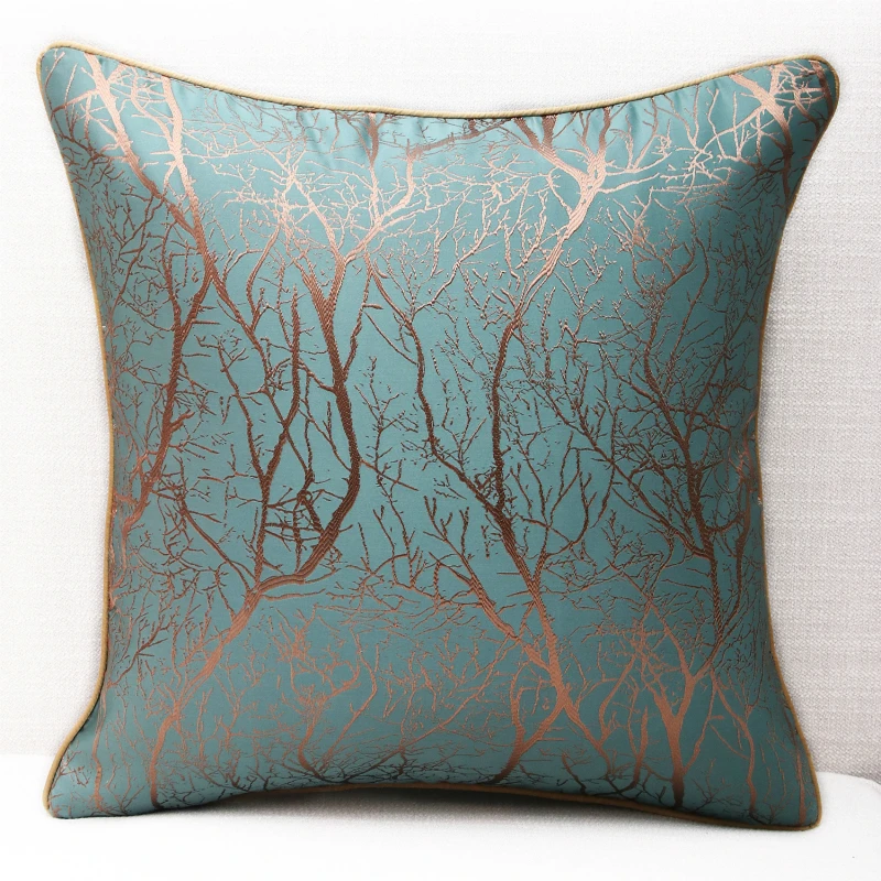 

Modern Pillow Case Hidden Zipper Square European Tree Pattern Jacquard Pillow Cover Latest Soft Simple Elastic Cushion Cover 1pc