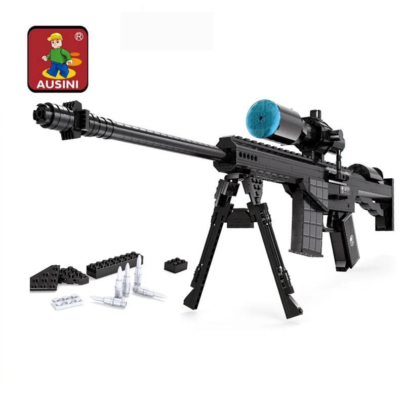 AUSINI-527pcs-M107-Sniper-Assault-Rifle-GUN-Weapon-Arms-Model-1-1-3D-DIY-Building-Blocks