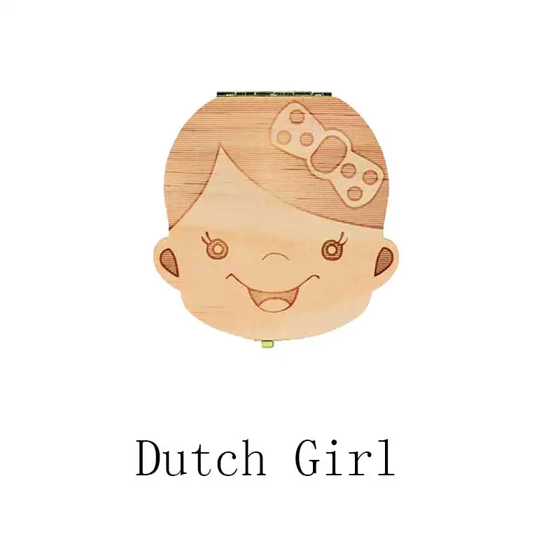 Dutch girl Детская коробка для зубов Польша/английский/голландский/русский/французский/итальянский деревянный органайзер для молочных зубов для хранения мальчиков и девочек Детские сувениры подарок - Цвет: Dutch girl