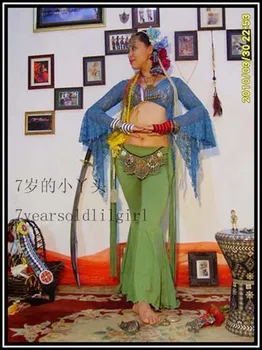 

Lycra cotton tribal Belly dance Sharp corners flare Pants with tape AJ21
