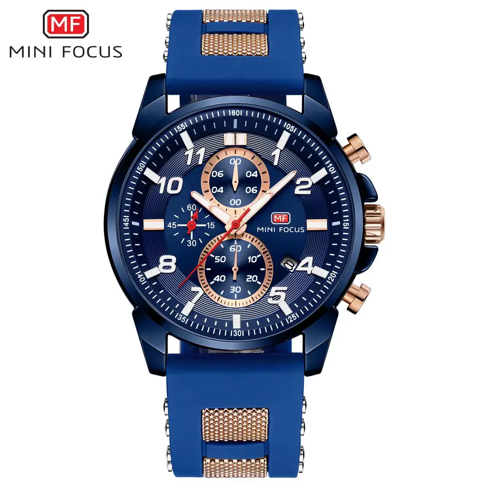 

MINIFOCUS Fashion Luxury Men's Wristwatch Brand Sport Quartz Wrist Watch Silicone Strap Men Waterproof Clock Relogio Masculino