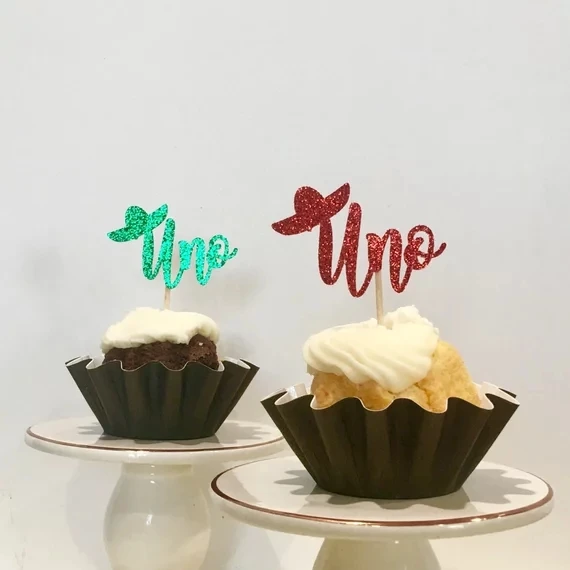 Personalize glitter dos fiesta age Cupcake Toppers, блестки Uno cinco de mayo Cupcake picks пончики подхваты блеск