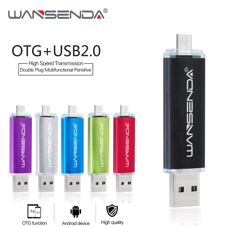

WANSENDA OTG USB Flash Drive 64GB Metal Pen Drive Usb Stick 16GB 32GB 128GB 256GB Flash Memory Stick Pendrive for Android Mobile