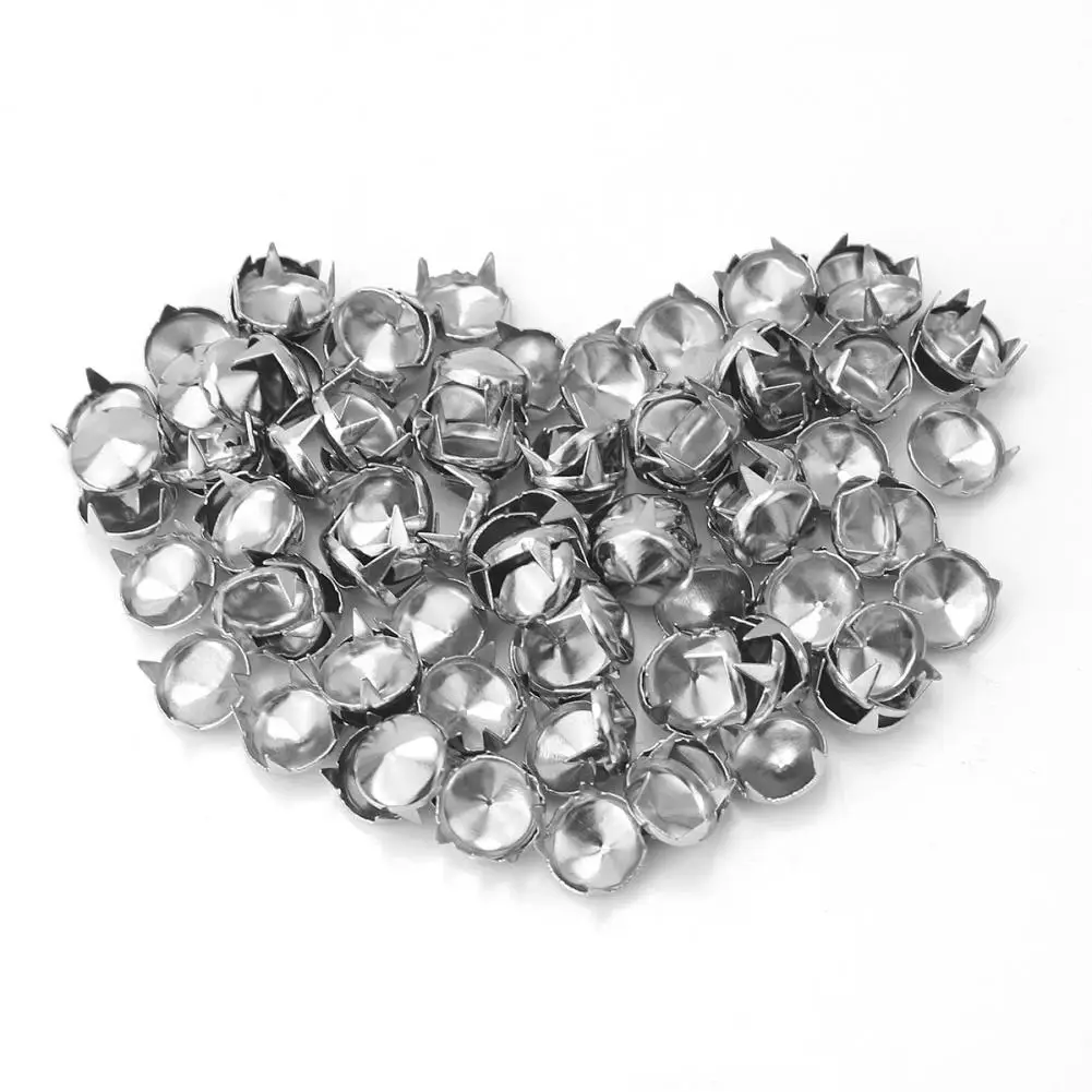 

100x Round Cone Studs Spikes Silver Color Metal Punk Rock Spots Rivet for Leathercraft Bracelet DIY Apparel 7.4mm Decoration
