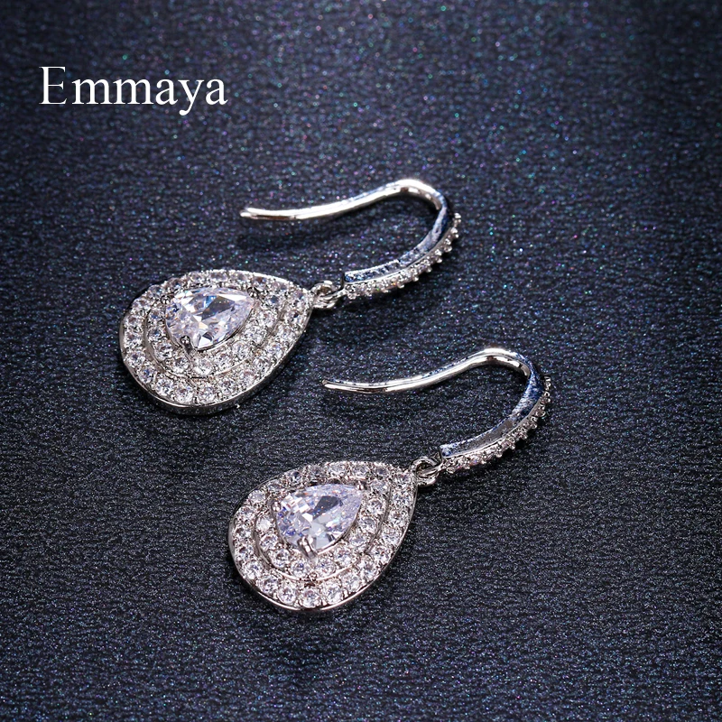 Emmaya, модные женские серьги-капли с кристаллами, серебряные, Boho, свадебные ювелирные изделия, AAA, циркониевые длинные висячие серьги