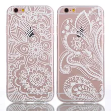 Bela Branco Floral Mandala Flor Palácio Elefante Ultra Slim Macio TPU Telefone casos Capa Para o iphone 5 5G 5S SE 6 6G 6 S 6 Mais