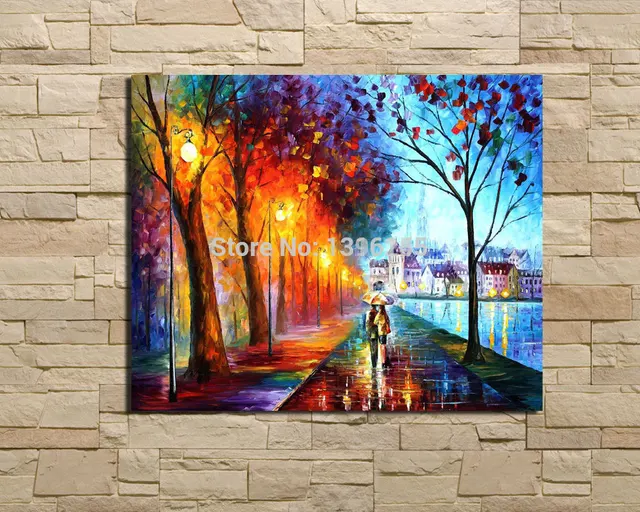Free Shipping For Sell Large Oil Paintings Canvas Wall Art City By The