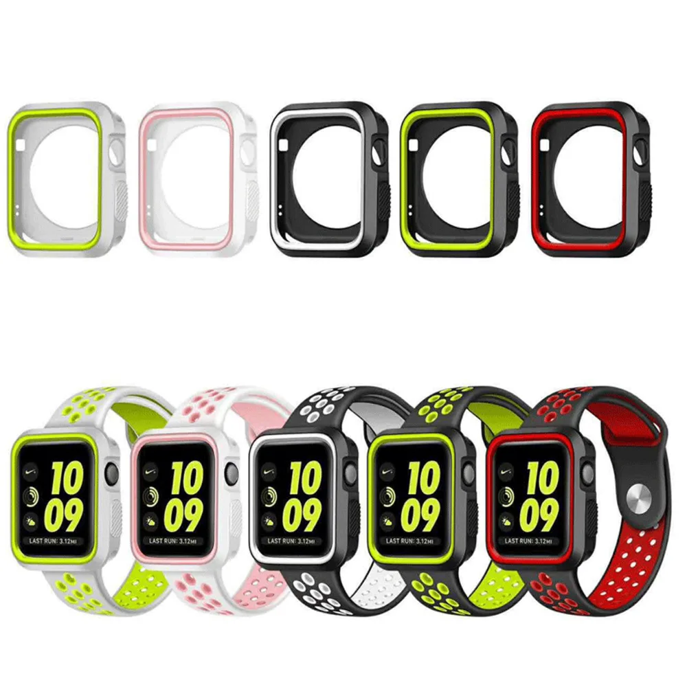 Силиконовый чехол для Apple watch 42 мм 38 мм спортивный ремешок Nike полный резиновый протектор чехол для iwatch серии 3/2/1
