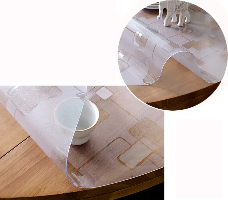 Туманная 1,5 мм прозрачная пвх скатерть Водонепроницаемая круглая ПВХ скатерти для кухонного стола защита настольного коврика