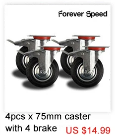 4pcs 75mm Heavy Duty 200kg Swivel Castor Wheels Trolley Furniture Chair Caster Rubber Brake Trolley Wheel ruedas para mueble