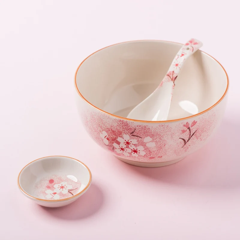 Pink Porcelain Plate Ceramic Dinner Dish Plate Rice Bowl Soup Plates Dinnerware Sets Tableware