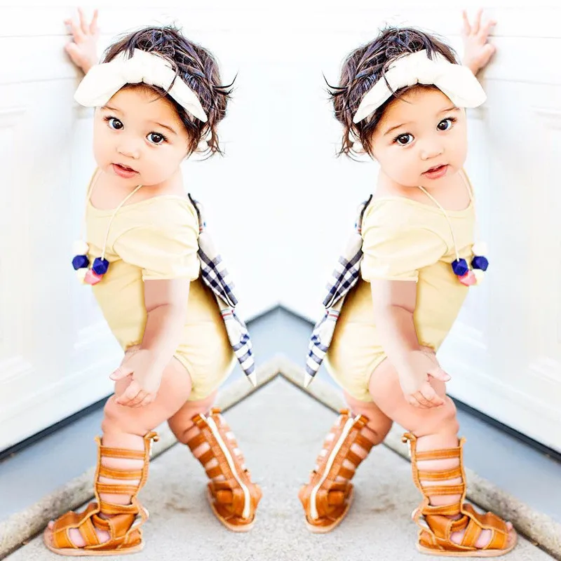

Newborn Baby Rompers for Girls 2017 Spring Summer Baby Girls Rompers Bow Short Sleeve Baby Girl Clothes Cotton Infant Jumpsuits