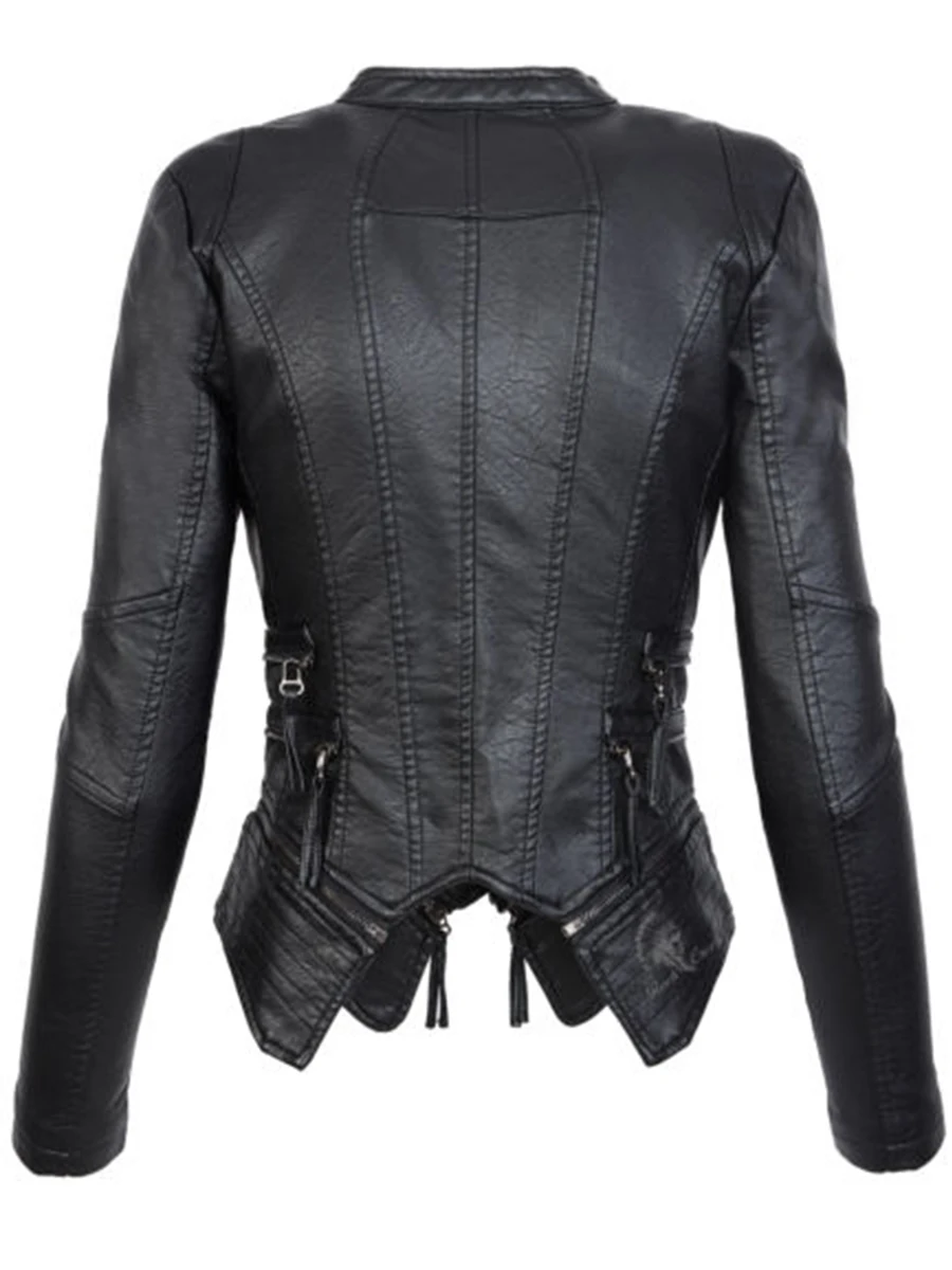 Gothic faux leather PU Jacket Mulheres Jaqueta