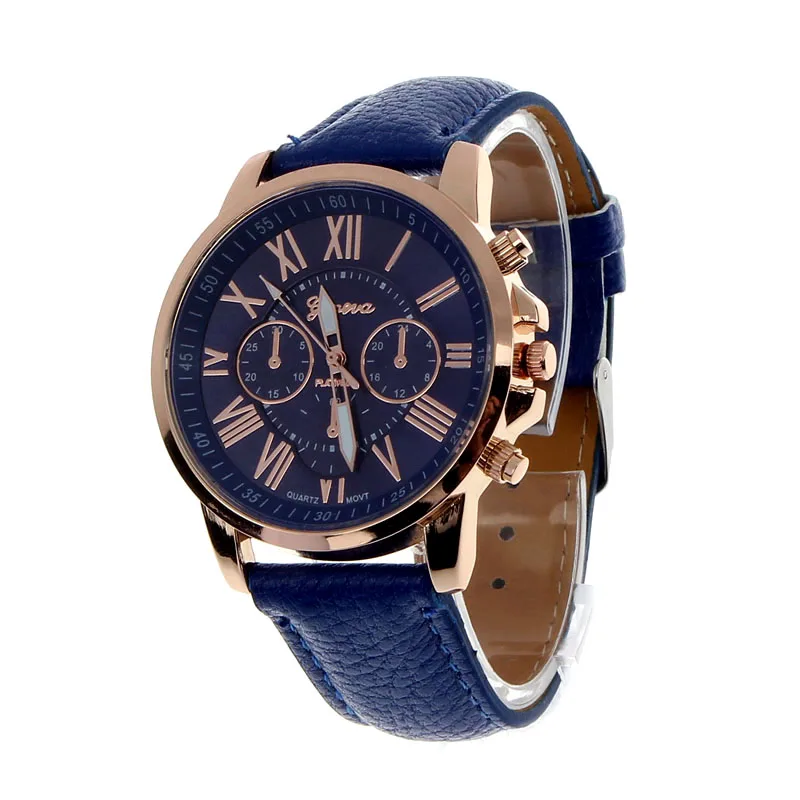 

New Men Women's Fashion Watch, 2015 Top Brand Geneva Roman Numerals Faux Leather Analog Quartz Wrist Watch Promotions