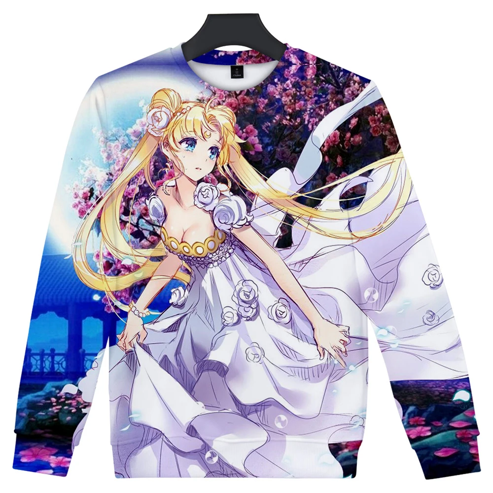 

Cute Loose Cartoon Harajuku 3D Sailor moon sweatshirts Women/men Kawaii O-neck Cool Clothes Casual Warm Sweatshirts Plus Size
