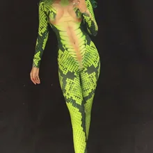 Змеиный комбинезон-Татуировка 3D печать трико эластичные Комбинезоны для ночного клуба певица танцовщица одежда для выступлений Ролевые костюмы