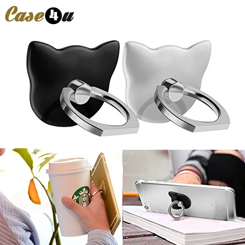 Cute Cartoon Bear/Cat Shaped Ring 360 Degree Metal Finger Ring Holder For iPhone Samsung Cell Phone Holder Ring Tablet Support