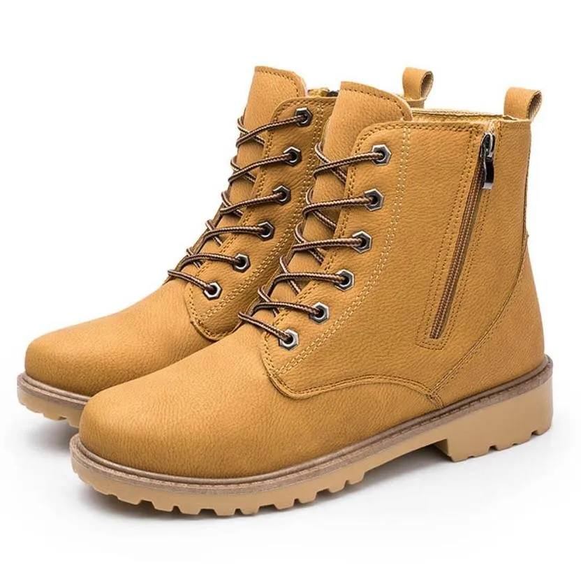 

Men Low Ankle Trim Flat Ankle Spring Autumn Leather Boots Casual Martin Shoes #40