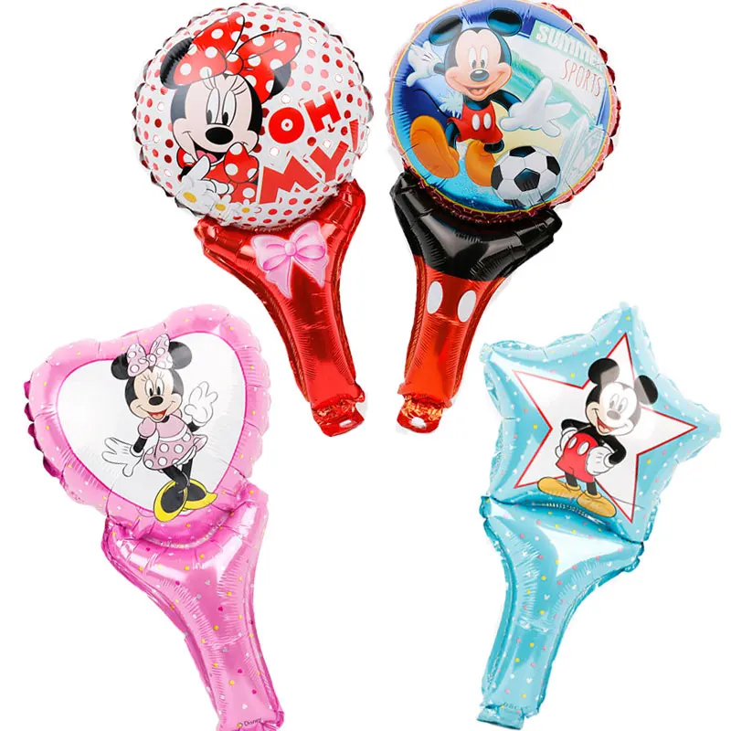 

1pc Mickey Minnie Aluminum stick Balloons Hand Holding Sticks Air Baloes Birthday Party Decorations Kids Love Toys Gifts