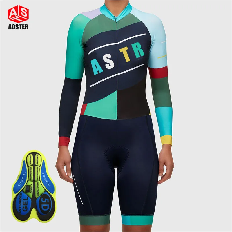 

2017 New Breathable women AOSTER Sport Bike Pro MTB Skinsuit Wear Ropa Ciclismo Cycling Jersey Cycling Skinsuits Clothing 5D Pad